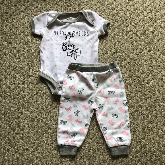 Baby Essentials Other - Every Girl Needs a Bow Short-Sleeve Onesie & Pants